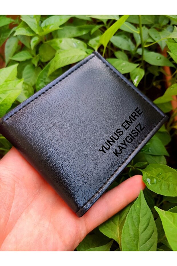 Black Men's Personalized Wallet with Custom Name Engraving