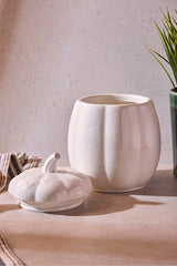 18 cm White Porcelain Pumpkin Decorative Storage Jar