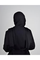 Châle en Viscose à Franges - Noir, Toutes Saisons