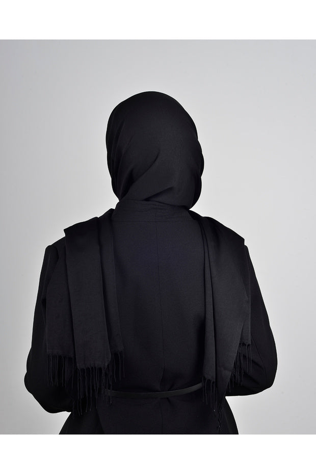 Châle en Viscose à Franges - Noir, Toutes Saisons