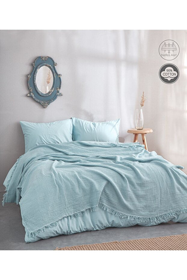 4-Layer Muslin Cotton Blanket - 200x220 cm Bedspread