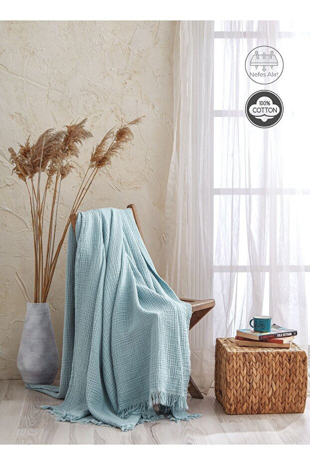 4-Layer Muslin Cotton Blanket - 200x220 cm Bedspread