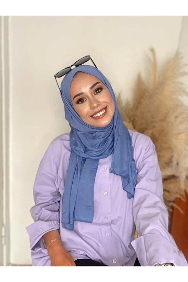 Blue Combed Hijab Shawl - Ultra Comfortable & Easy-Wear