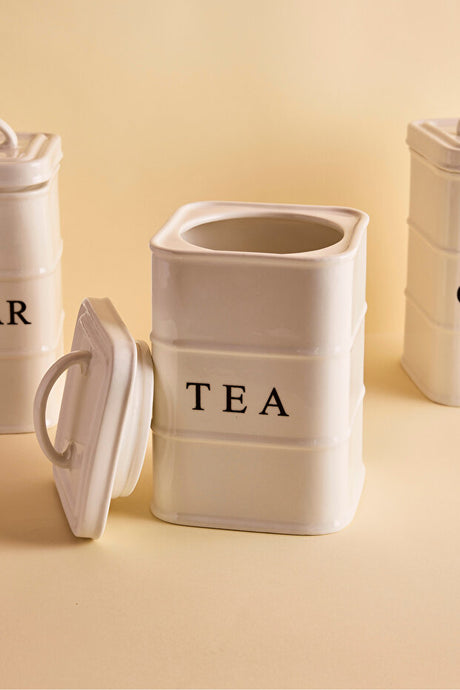 Elegant Porcelain Tea, Sugar, and Coffee Canister Set - 3 Pieces
