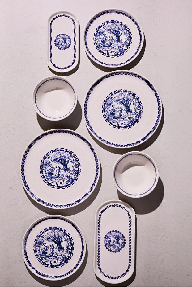 French Vintage 8 Piece Dinner Set for 2 People