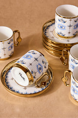 Porcelain Evil Eye Pattern Coffee Cup Set - 6 Person