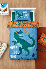 Young Cool Dino - 100% Cotton Single Duvet Cover Set