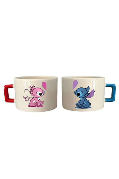 Adorable Stitch & Angel Ceramic Couple Mugs - 2 Piece Set