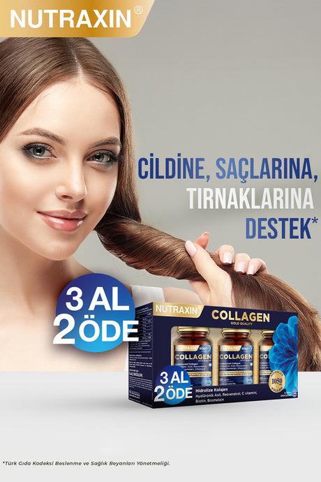 Hydrolysiertes Kollagen 1050mg Tabletten - 3x30 Pack für Hautschönheit