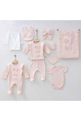 Natural Bow Detail Newborn Hospital Exit Set - 10 Pieces