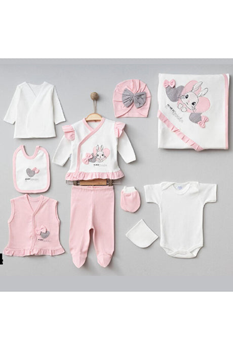 Newborn Baby Girl Bunny 10-Piece Hospital Exit Outfit Set