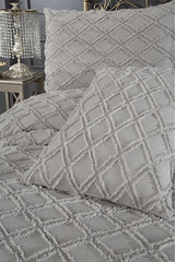 Vesya Double 3-Piece Grey Diamond Pique Bedding Set