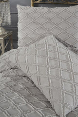 Vesya Double 3-Piece Grey Diamond Pique Bedding Set