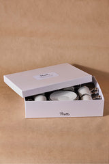 Elegant 6-Person Porcelain Coffee Cup Set with Silver Handles