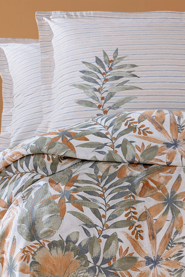 Amy Double Pique Bedding Set - 100% Cotton Tropical Orange