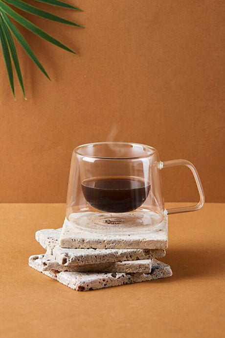 Double Walled Glass Mug - 200ml Insulated Cup