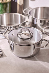 8 Piece Induction Base Stainless Steel Pot Set for Modern Kitchens