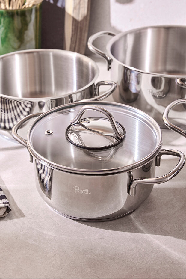 8 Piece Induction Base Stainless Steel Pot Set for Modern Kitchens