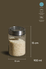 900ml Borosilicate Glass Storage Jar with Stainless Steel Lid