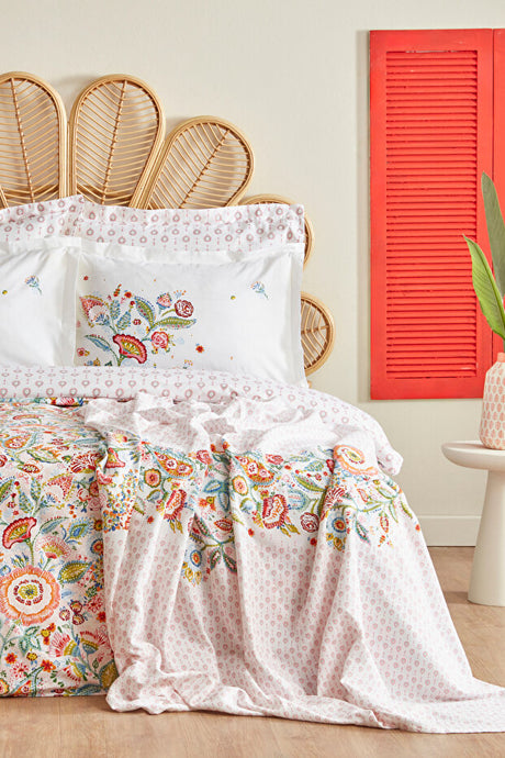 Sarthe 100% Cotton Double Duvet Cover & Pique Set - Multicolor