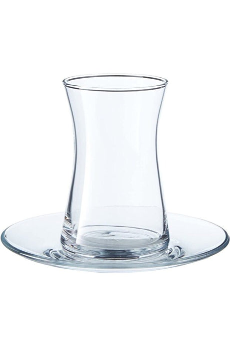 Pasabahce Heybeli Turkish Tea Glass & Saucer Set - 12 Piece