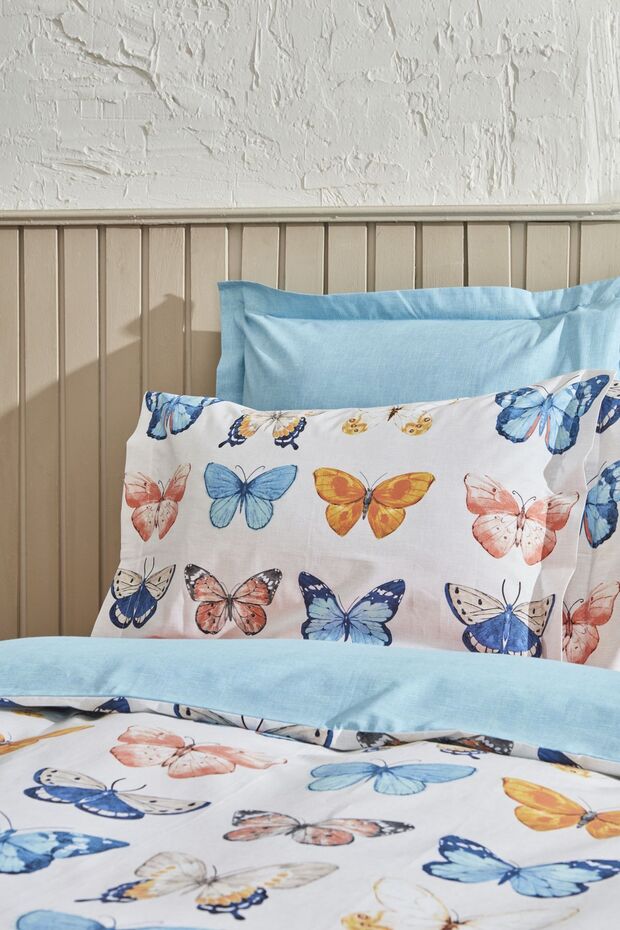 Danny 100% Cotton Double Duvet Cover Set - Butterfly Pattern