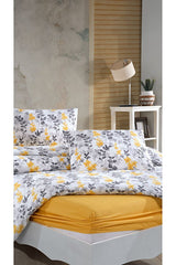Flores Double Duvet Cover Set - 4 Pieces, Yellow Floral