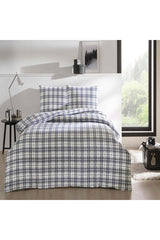 Single Size Flannel Duvet Cover Set - Grey Plaid Comfort