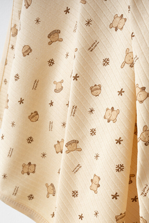 Baby Blanket - 80x90 cm Soft Cotton with Bear Print