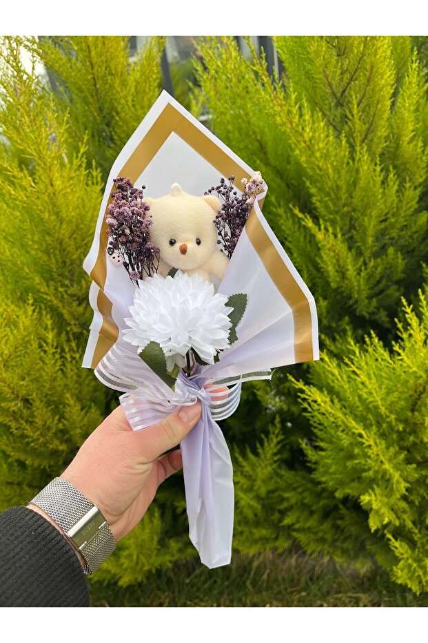 Plush Teddy Bear & Flower Bouquet - A Meaningful Gift