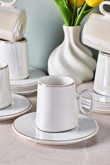 Pure Porcelain Coffee Cup Set for 6 People - Elegant Design