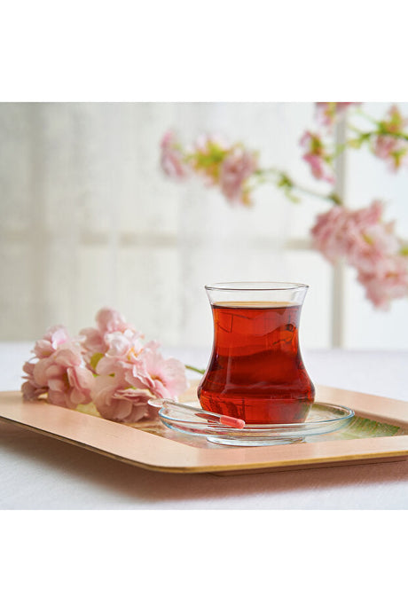 Lav Premium Traditional Turkish Tea Glass & Saucer Set - 6 Person, 170ml