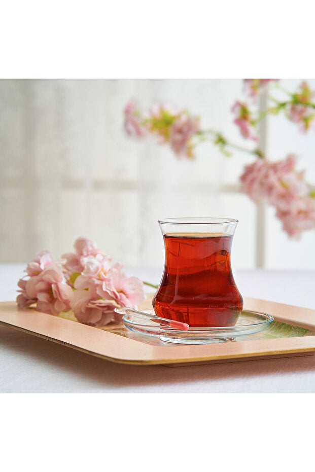 Lav Premium Traditional Turkish Tea Glass & Saucer Set - 6 Person, 170ml