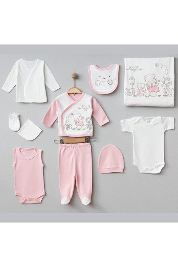 Ensemble rose de 10-pièces pour bébé fille, sortie de maternité, 0-3 mois