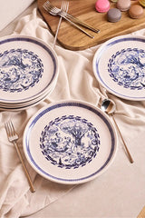 French Vintage Blue & White Dessert Plates - Set of 6 (21 cm)