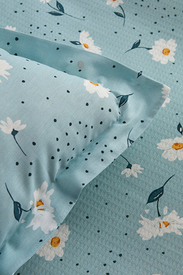 Daisy 100% Cotton Double Pique Bedding Set - Mint