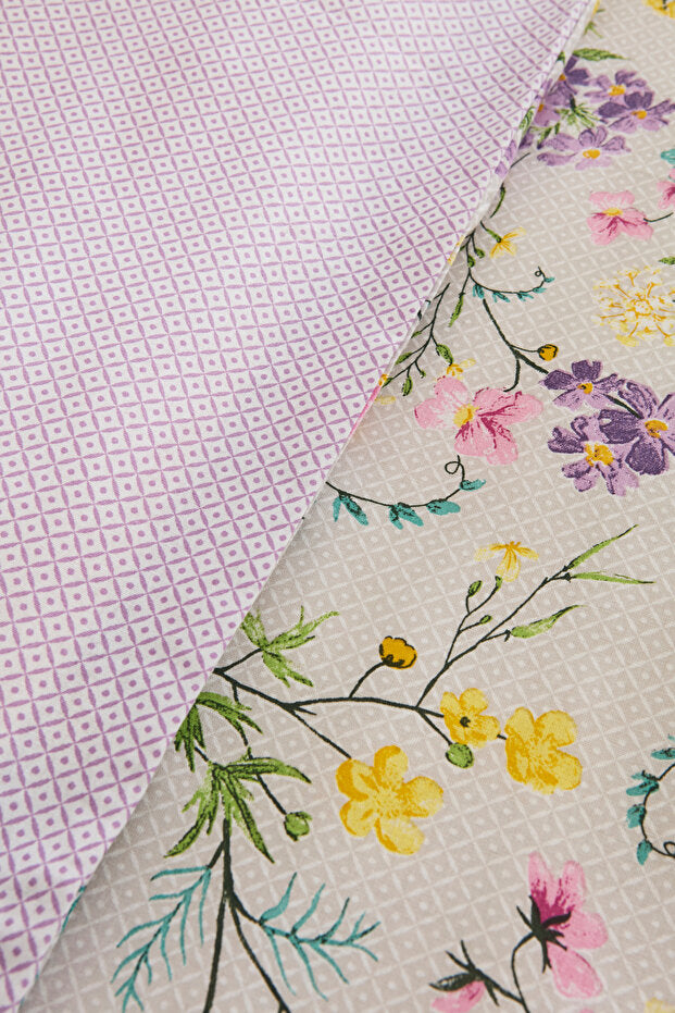 Eliana 100% Cotton Single Duvet Cover Set - Lilac Floral
