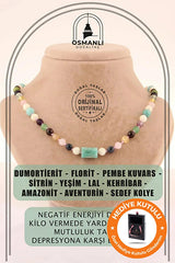 42cm Multi-Stone Natural Gemstone Necklace - Certified Original