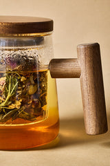 Borosilicate Glass Tea Infuser Mug with Acacia Wood Handle - 500ml
