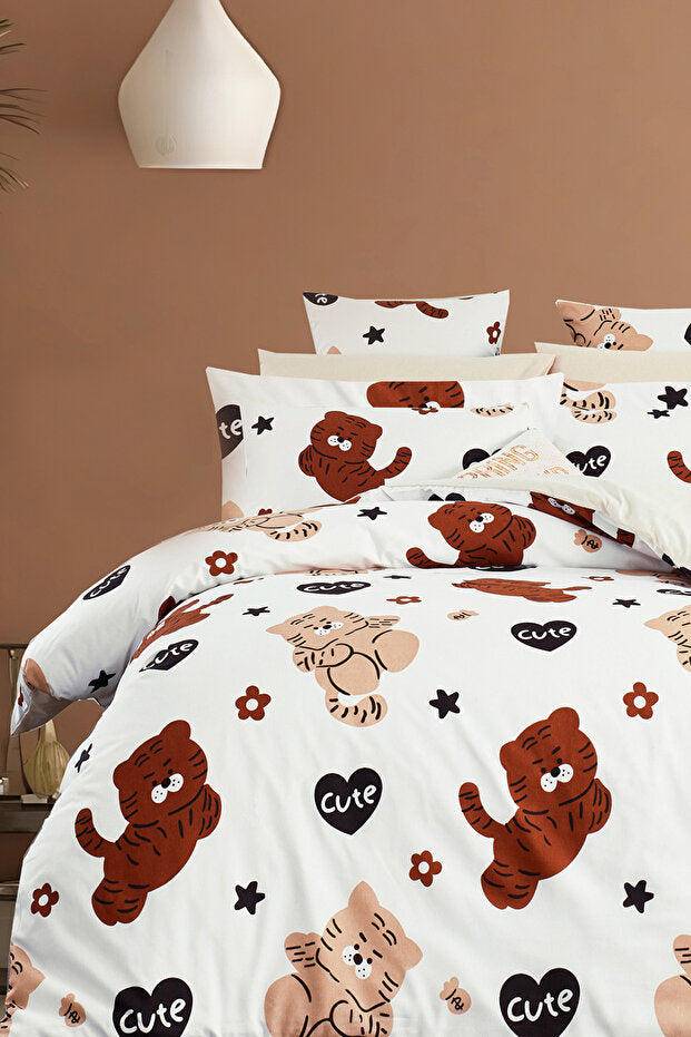 Single Size Duvet Cover Set - Cute Pumpkin Design