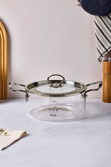 Silver Lid Glass Pot - 2.5L Capacity, 20x11 cm