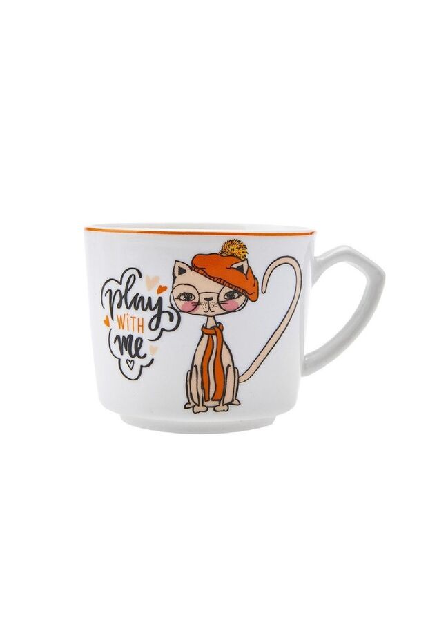Fancy Cat 2-Person Porcelain Coffee Cup Set - 80ml