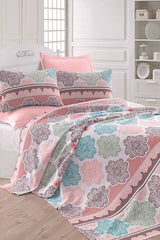 Single Pique Cover - Printed Andalucia Turquoise, 160x235cm