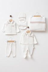 Newborn 6-Piece Muslin Hospital Exit Set with Fiber-Filled Blanket