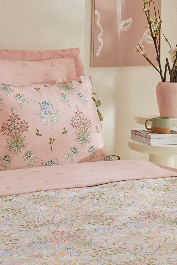 Flovy 100% Cotton Double Duvet Cover Set - Powder Pink
