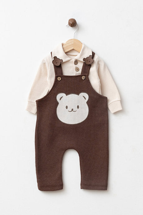 Baby Boy Cute Bear 2-Piece Bodysuit & Overalls Set - 3-6 Months
