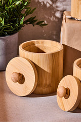 3-Piece Ergonomic Bamboo Storage Jar Set for Kitchen & Pantry