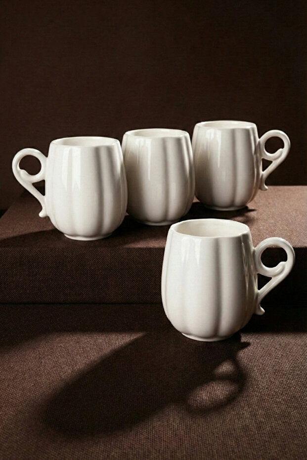 Pure Pumpkin Design Porcelain Mug Set - 230ml x 4