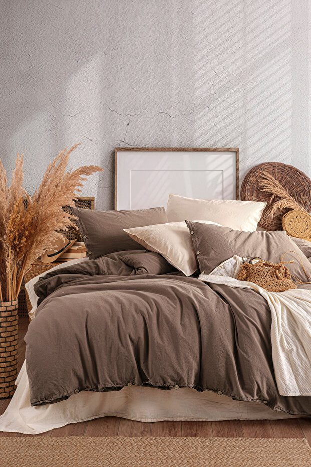 Demeter 100% Cotton Washed Double Duvet Cover Set - 4-Piece