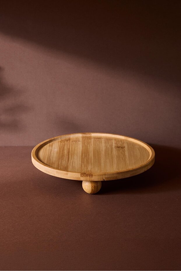 25 cm Round Bamboo Serving Tray with Feet - Elegant Presentation